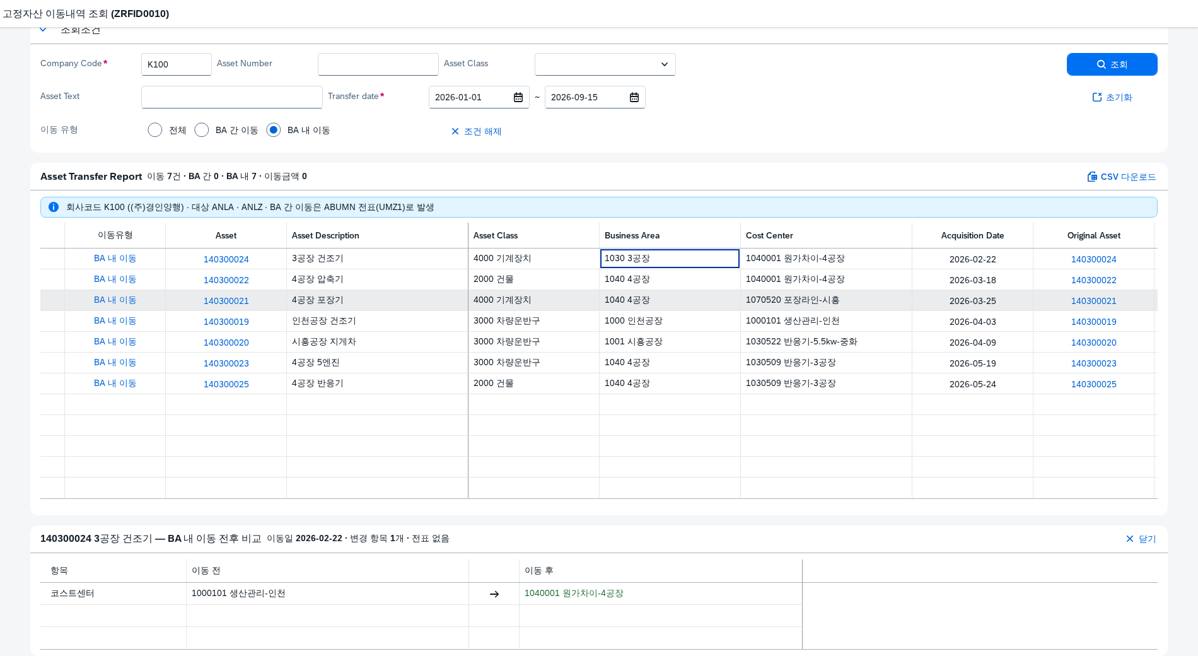 사업영역 내 이동 — 한 항목만 바뀜