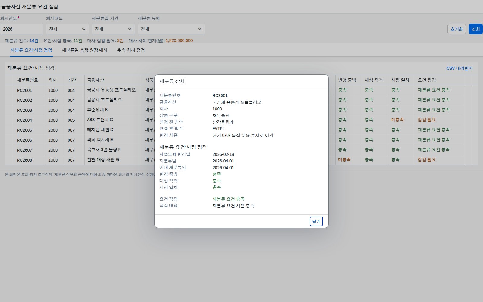 재분류 상세 다이얼로그 재분류 상세 다이얼로그
