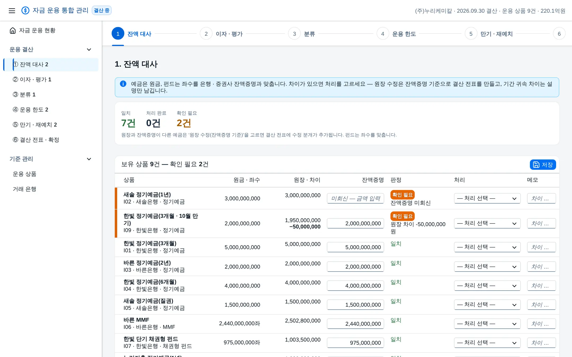단계 ① 잔액 대사