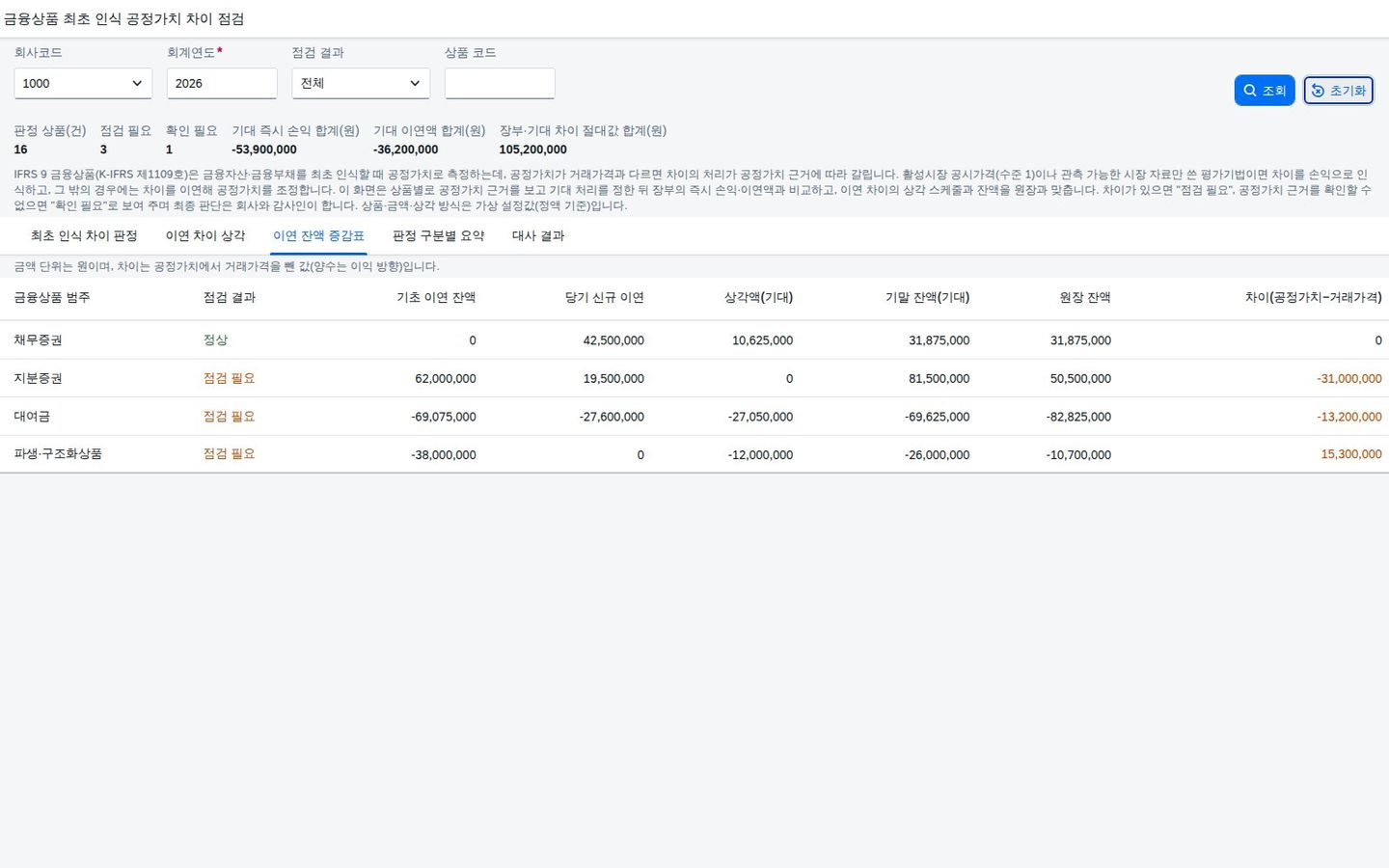 이연 잔액 증감표 탭 이연 잔액 증감표 탭