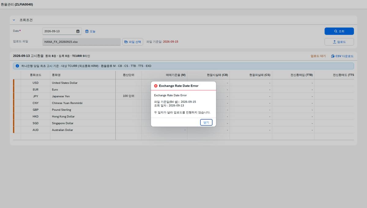 Exchange Rate Date Error