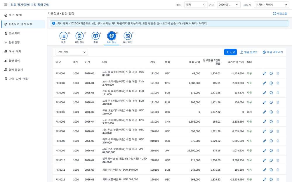 기준정보 — 외화 미결 항목 기준정보 — 외화 미결 항목