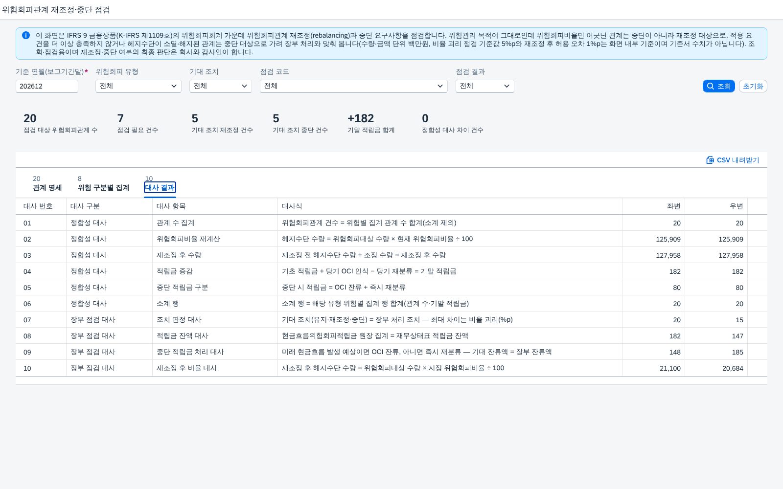 대사 결과 탭 대사 결과 탭