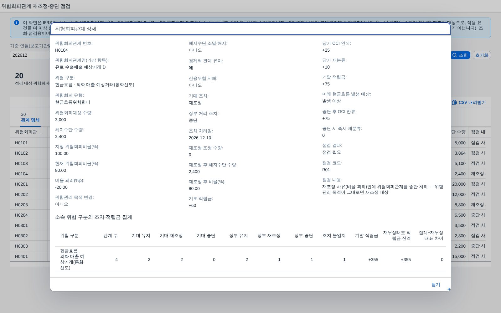 행 클릭 — 위험회피관계 상세 행 클릭 — 위험회피관계 상세