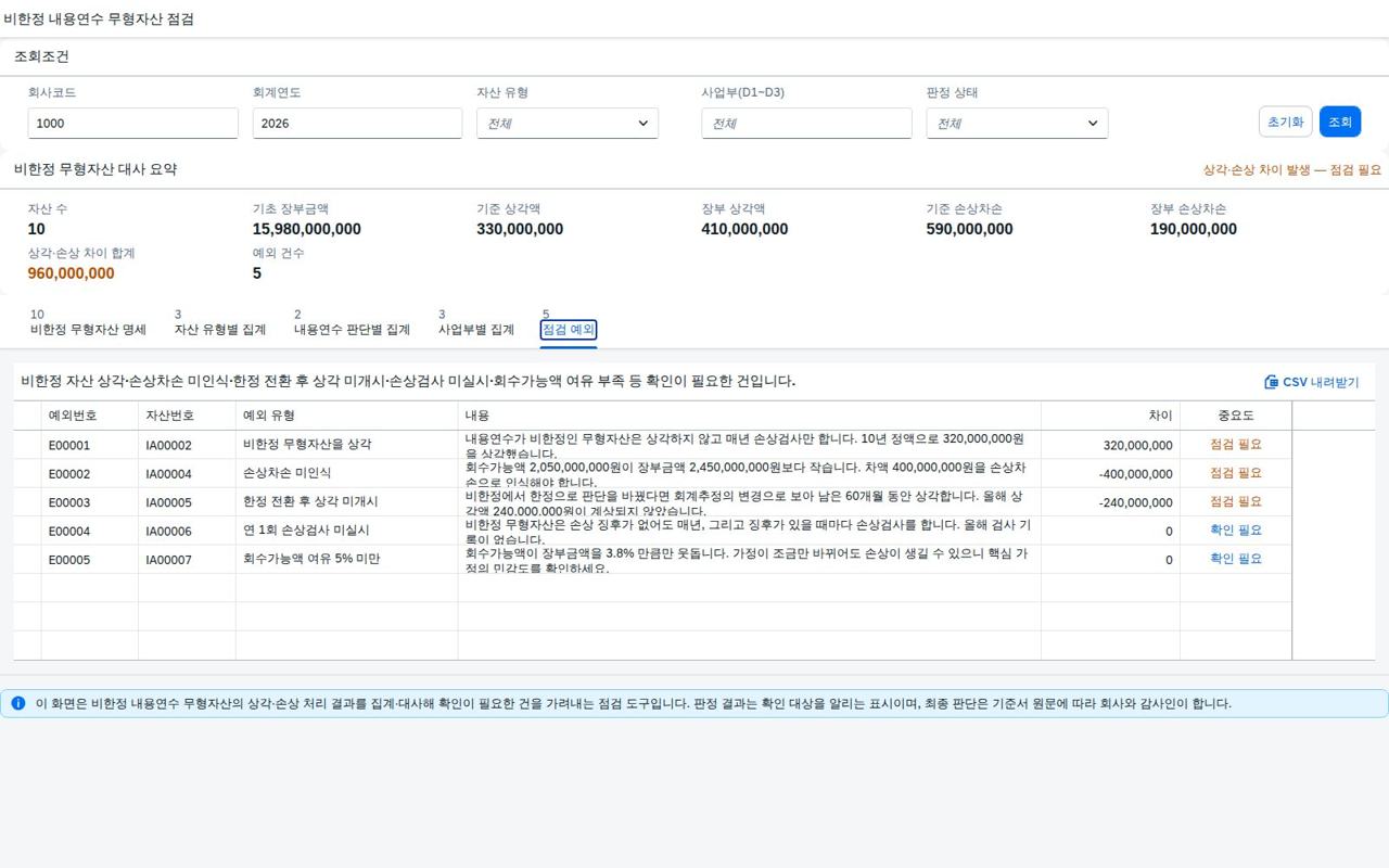 점검 예외 목록
