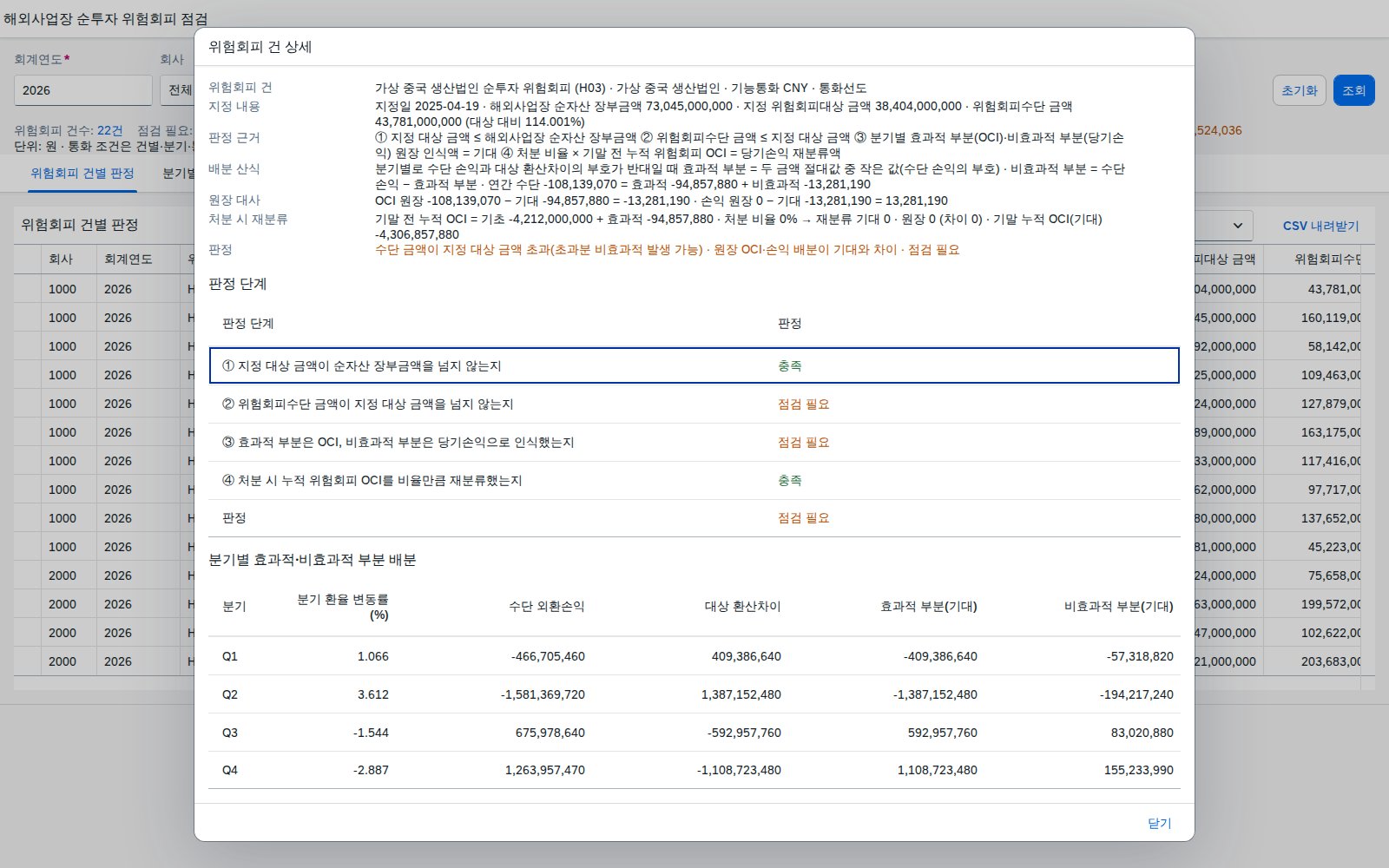 위험회피 건 상세 위험회피 건 상세
