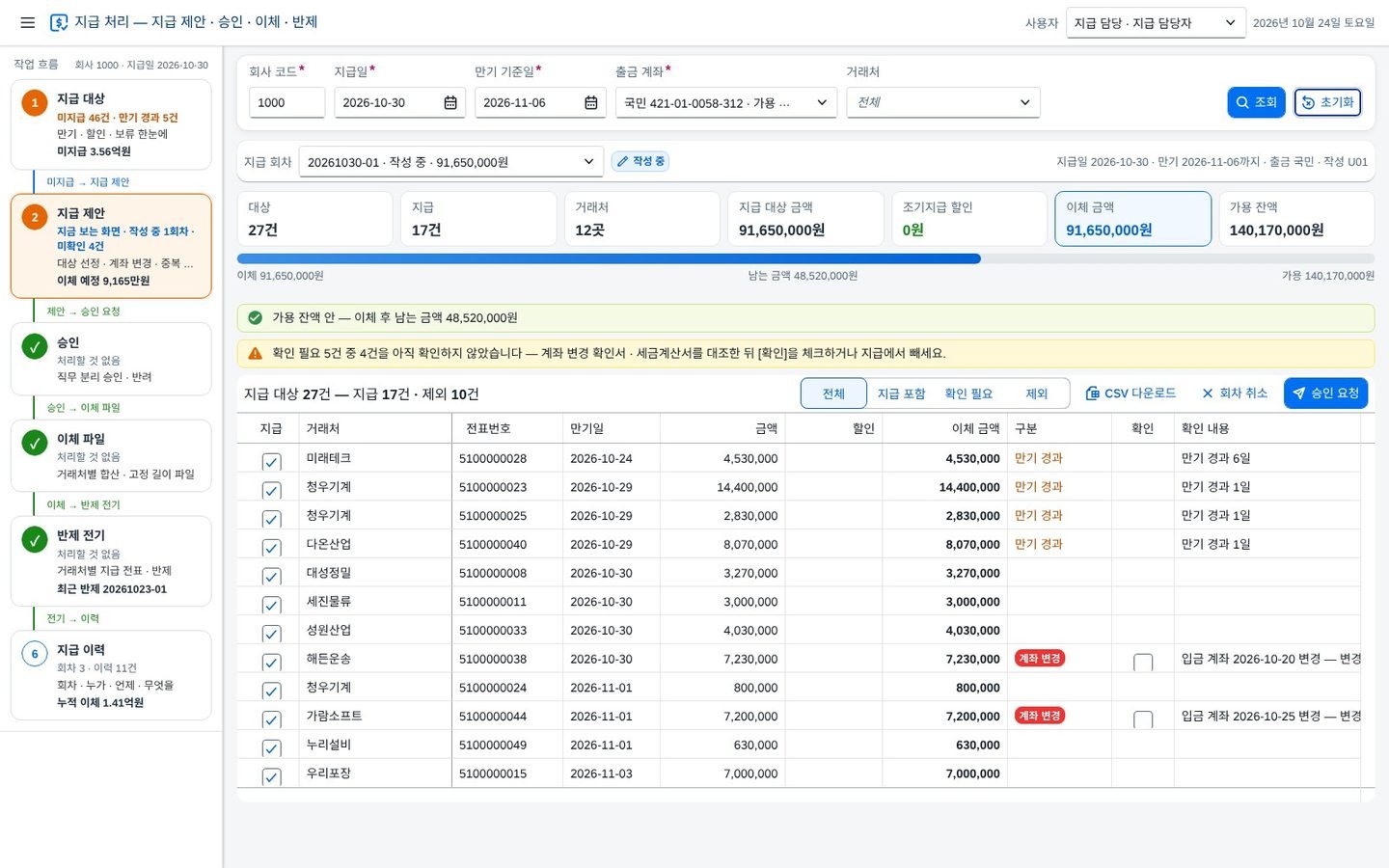 지급 제안 — 대상 27건 · 지급 17건