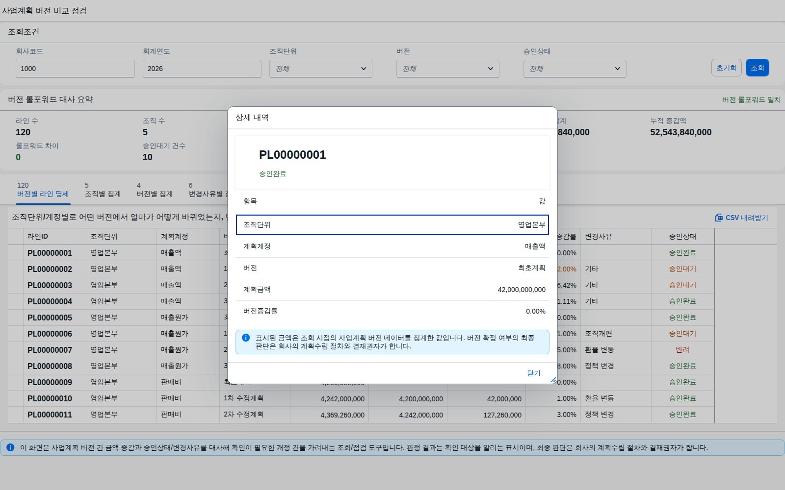 라인 상세 다이얼로그