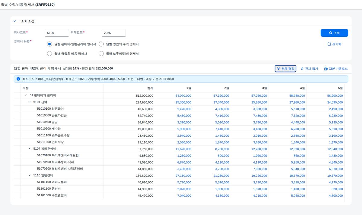 1~12월 컬럼과 전체 펼침