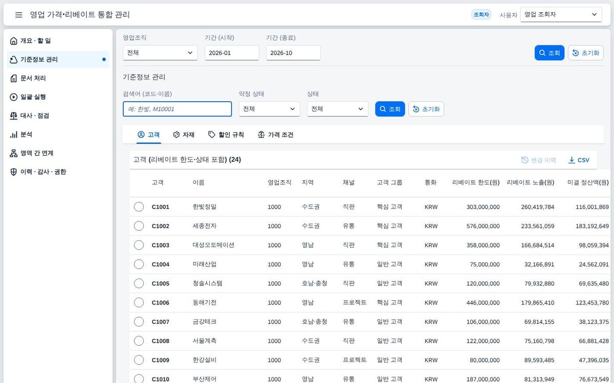 고객 기준정보 고객 기준정보