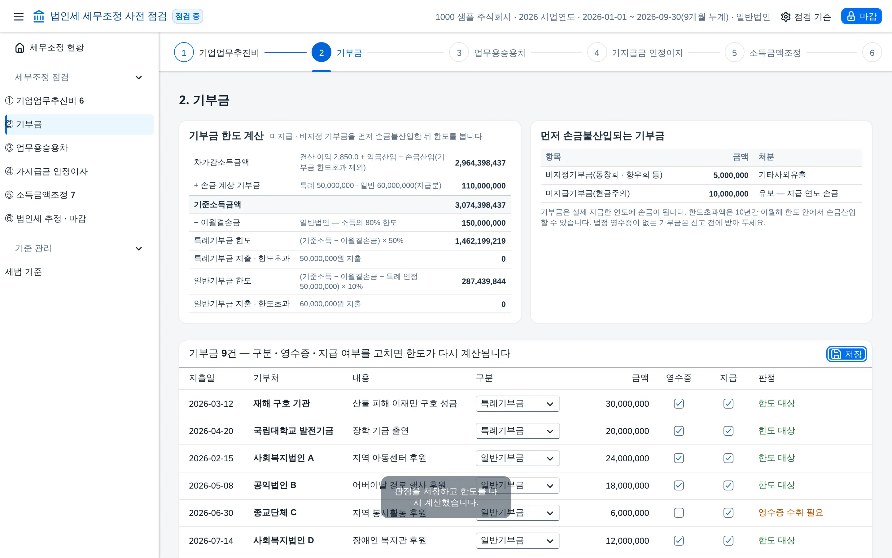 단계 ② 기부금