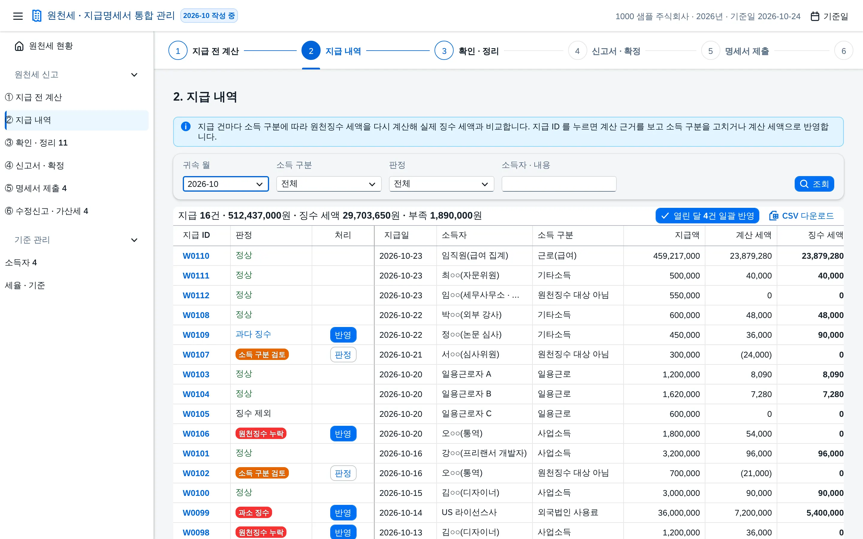 단계 ② 지급 내역