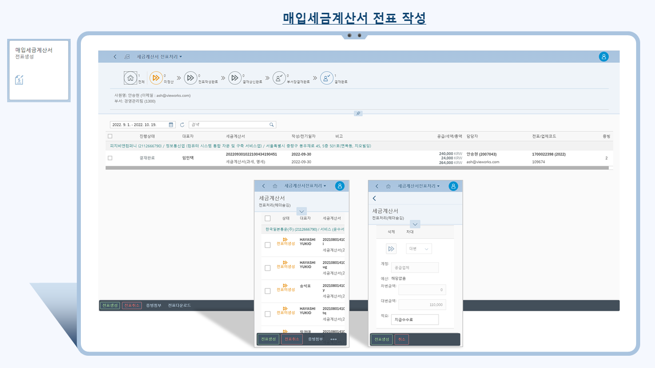 경비 처리 피오리 앱(Expense Processing Fiori App) 기능